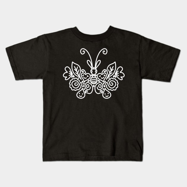 Butterfly fun doodle art Kids T-Shirt by Introvert Home 